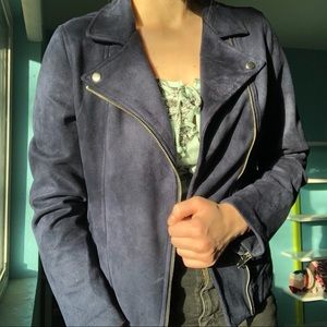 Navy Blue Old Navy Suede Moto Jacket